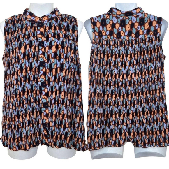 Wildfang The Empower Pusse Button up Retro Floral Cinnamon Blouse MRSP $88 - Picture 2 of 5